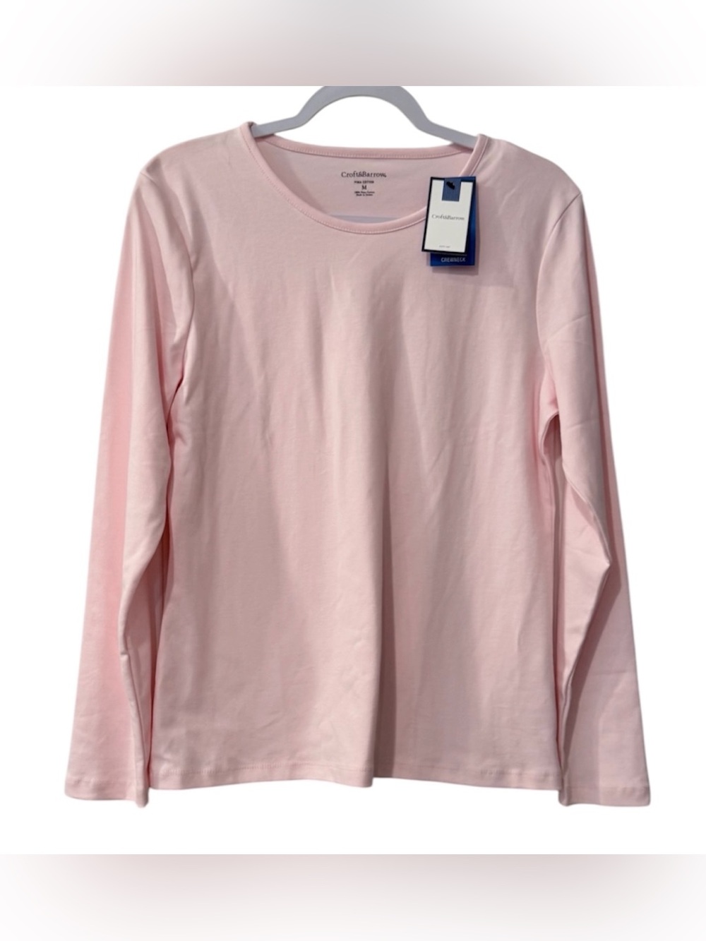 Croft & Barrow women’s Medium long sleeve Pima cotton light pink crewneck shirt